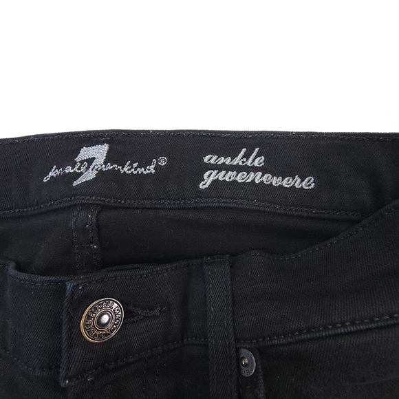 7 For All Mankind Womens Gwenevere Ankle Skinny Jeans Raw Hem Black Size 25 - Picture 9 of 10